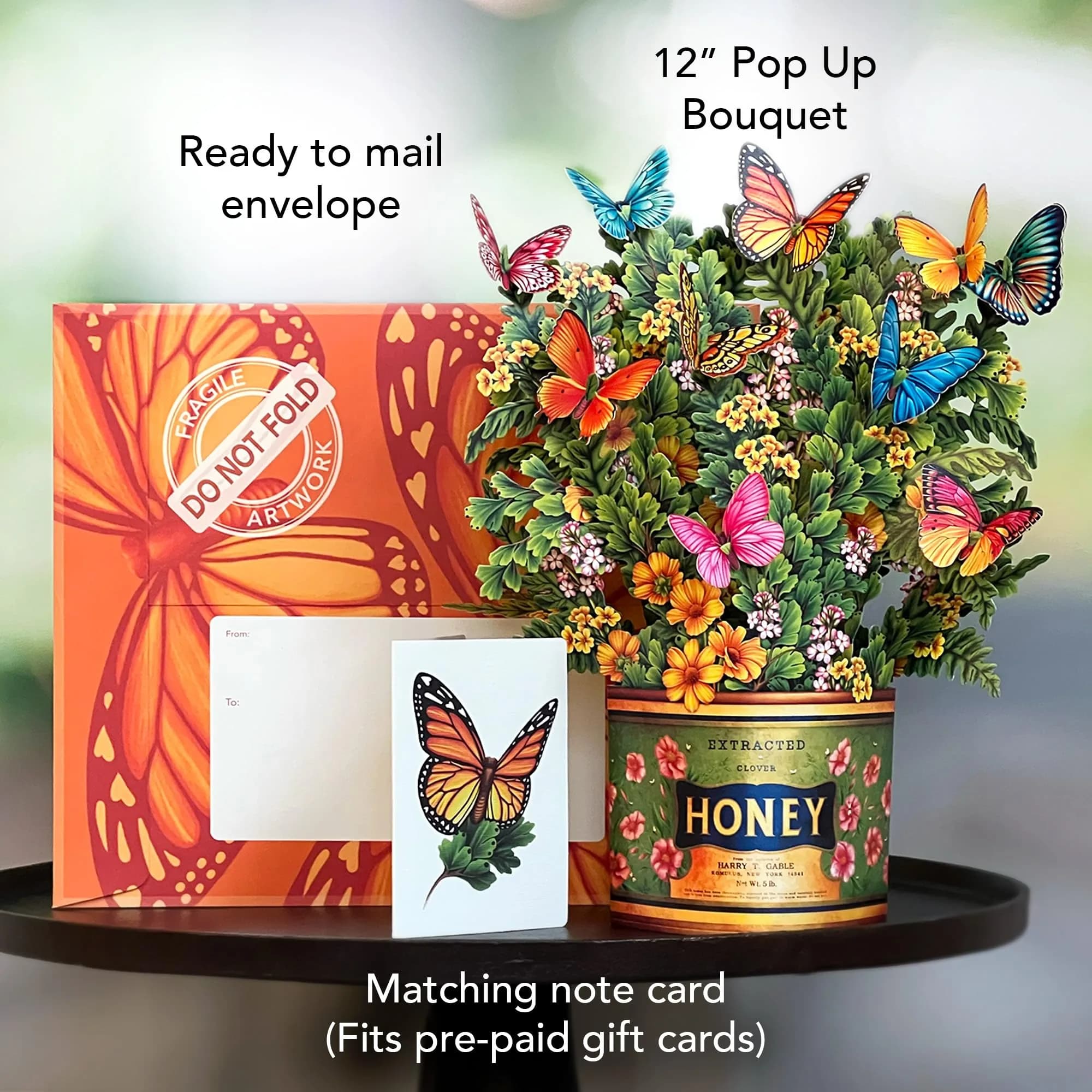 Freshcut Paper Butterflies & Buttercups 12 Inch Forever Flower Bouquet 3D Popup Greeting Card | Biodegradable Paper Flower Display - view 4