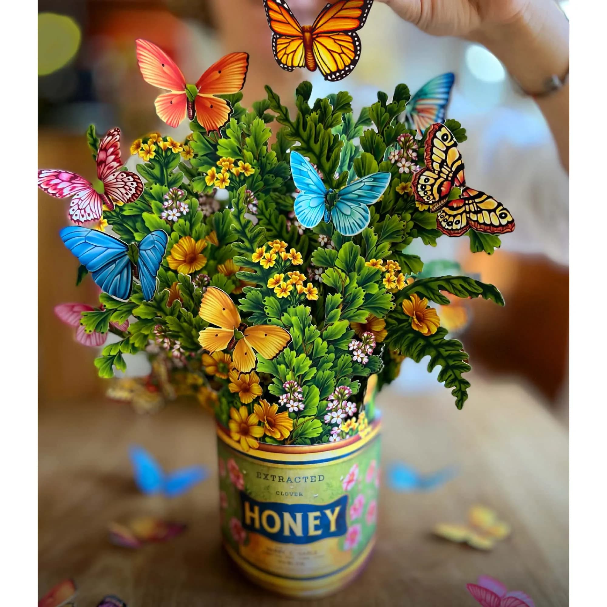 Freshcut Paper Butterflies & Buttercups 12 Inch Forever Flower Bouquet 3D Popup Greeting Card | Biodegradable Paper Flower Display - view 6