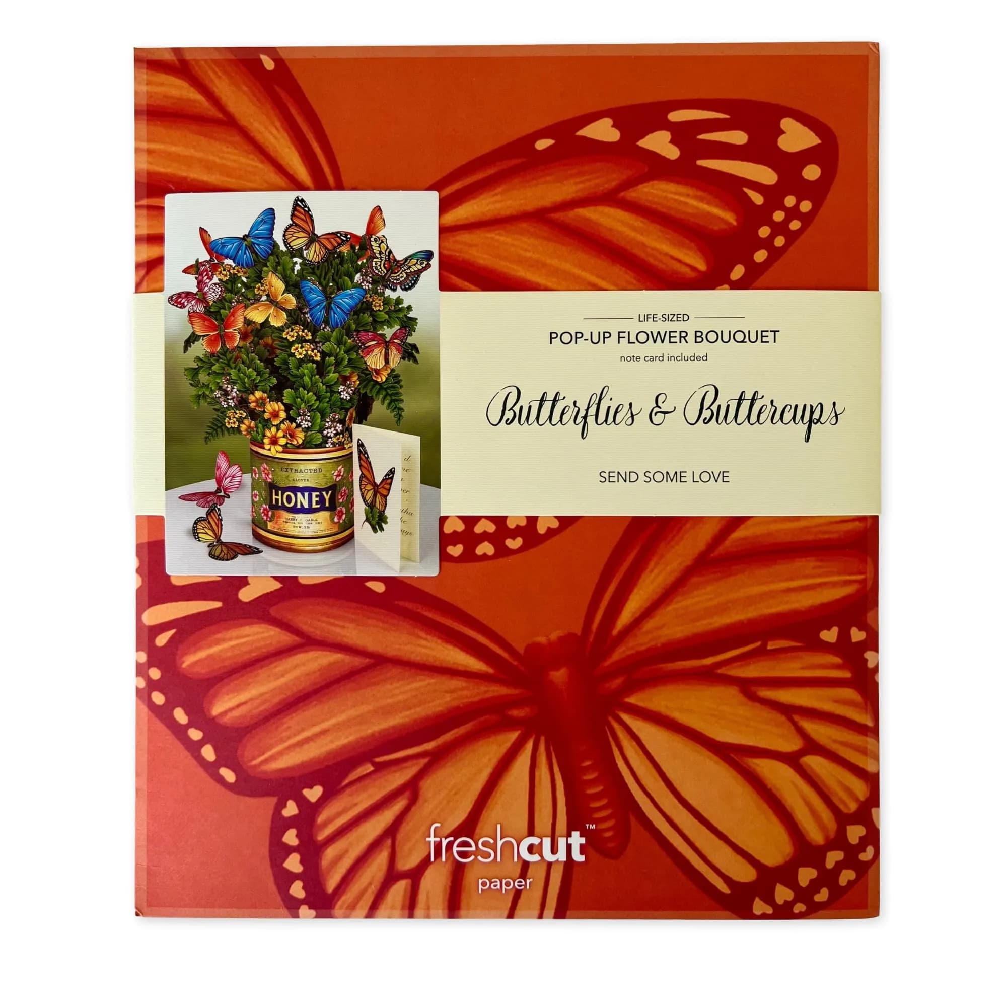 Freshcut Paper Butterflies & Buttercups 12 Inch Forever Flower Bouquet 3D Popup Greeting Card | Biodegradable Paper Flower Display - view 8