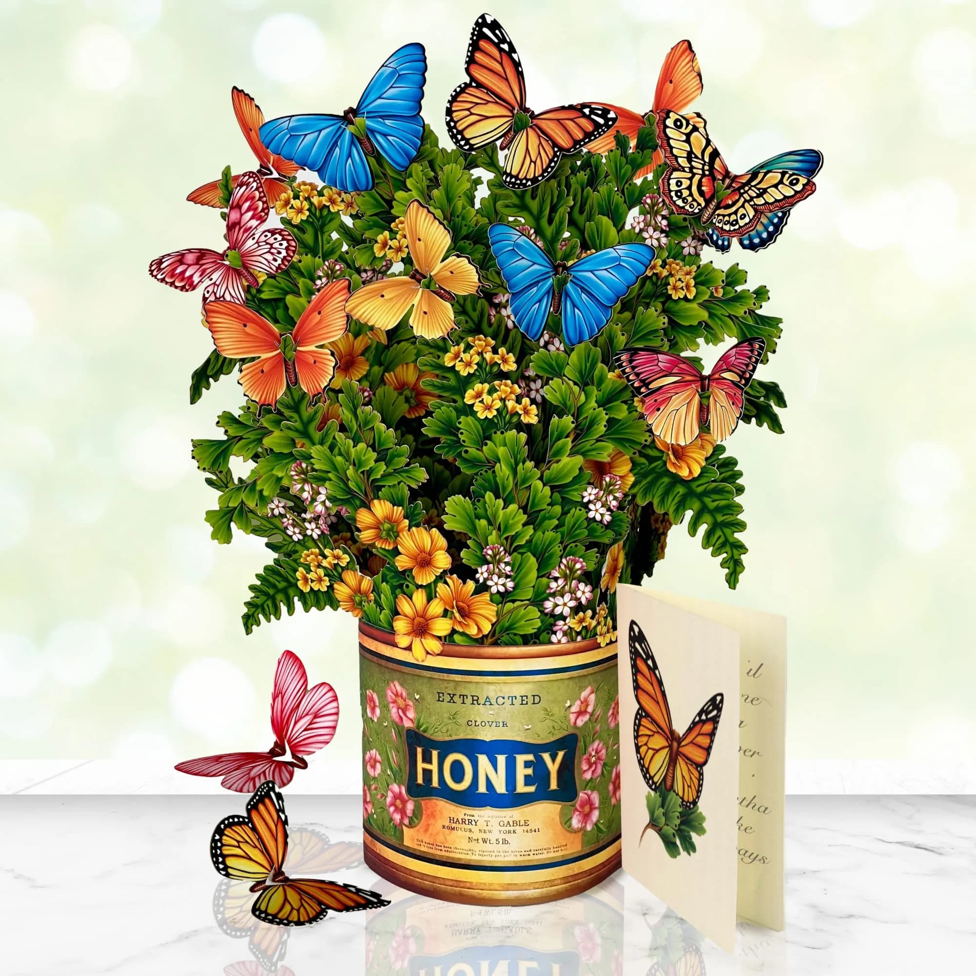 Freshcut Paper Butterflies & Buttercups 12 Inch Forever Flower Bouquet 3D Popup Greeting Card | Biodegradable Paper Flower Display - view 2