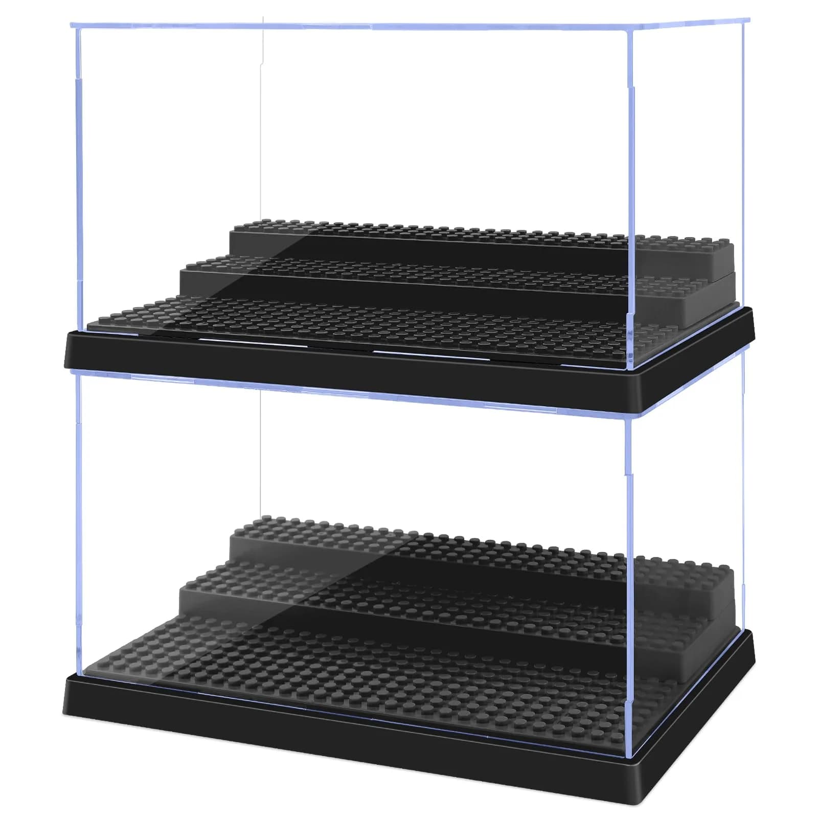 Pokiiulk Display Cases for Minifigures 2-Pack | Acrylic Acrylic Display Enclosure for Kids & Adults — L - 2 Black