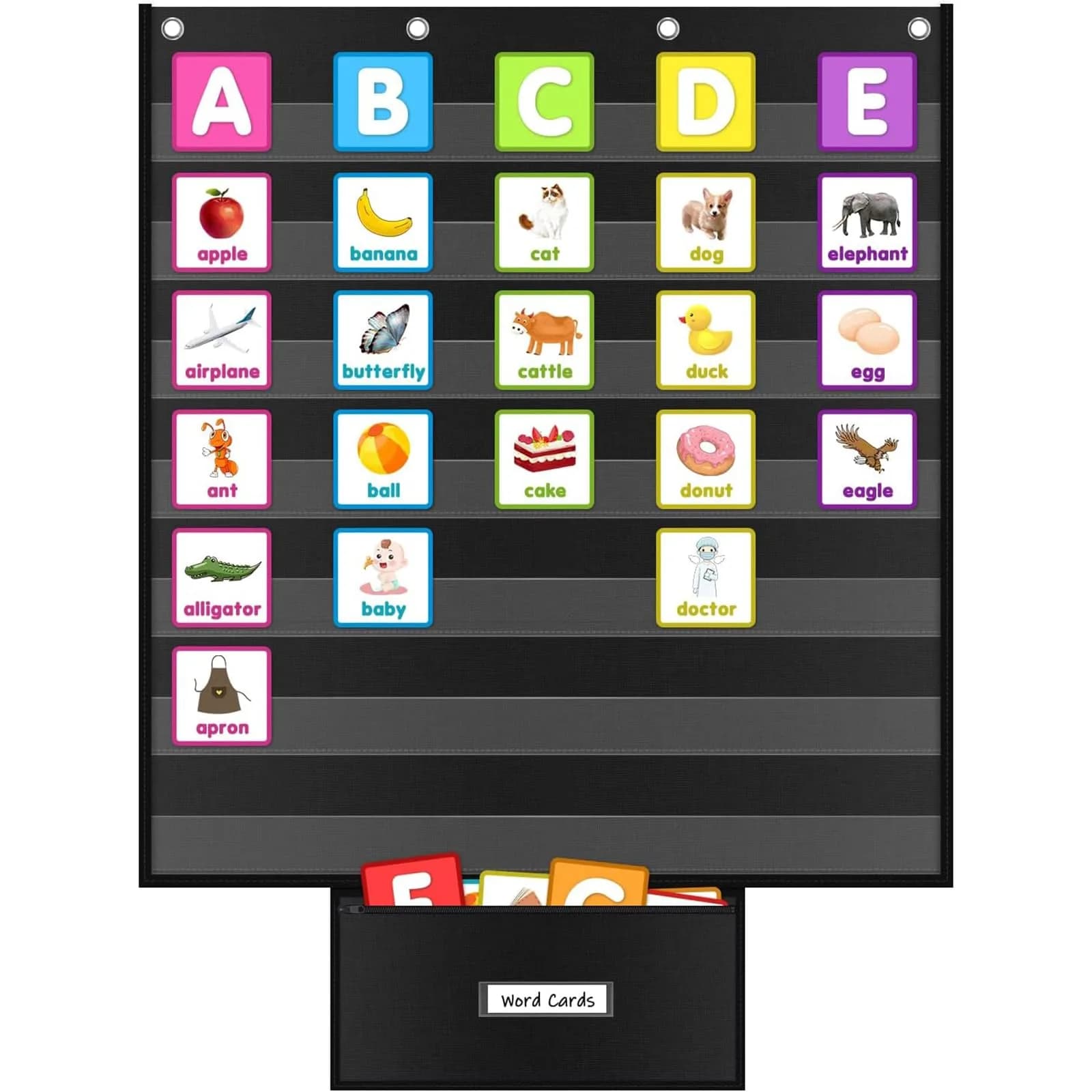 ALSLEA Standard Pocket Chart 71cm x 71cm (28"x28") | Classroom Organization & Learning Tool — Black