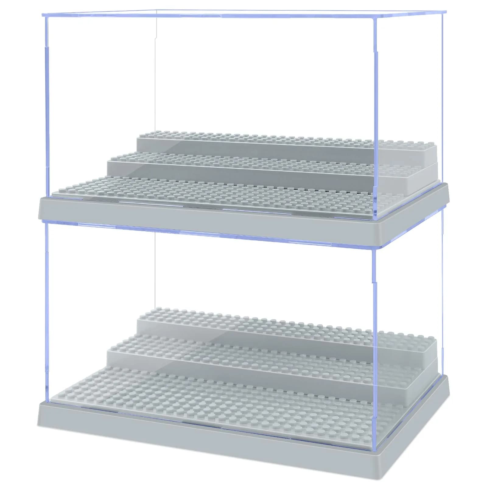 Pokiiulk Display Cases for Minifigures 2-Pack | Acrylic Acrylic Display Enclosure for Kids & Adults — L - 2 Gray