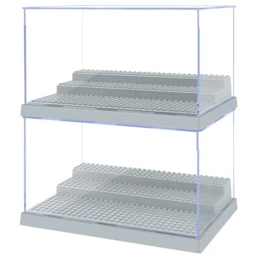 Pokiiulk 2 Pack Display Enclosure for Minifigures 25.4cm (10in) | Acrylic Storage with 3 Movable Steps for Kids & Adults thumbnail 1
