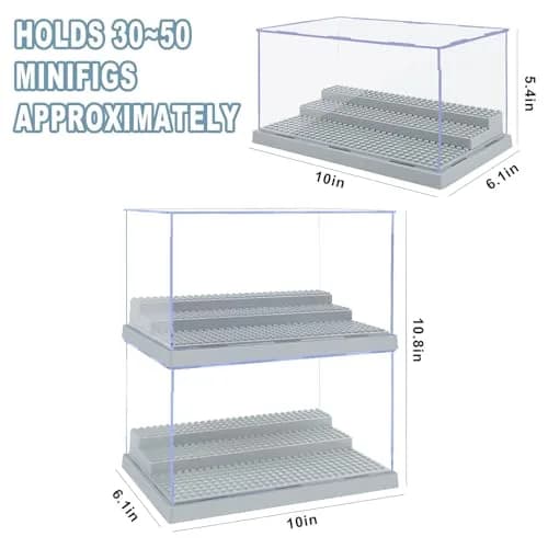 Pokiiulk 2 Pack Display Enclosure for Minifigures 25.4cm (10in) | Acrylic Storage with 3 Movable Steps for Kids & Adults thumbnail 4