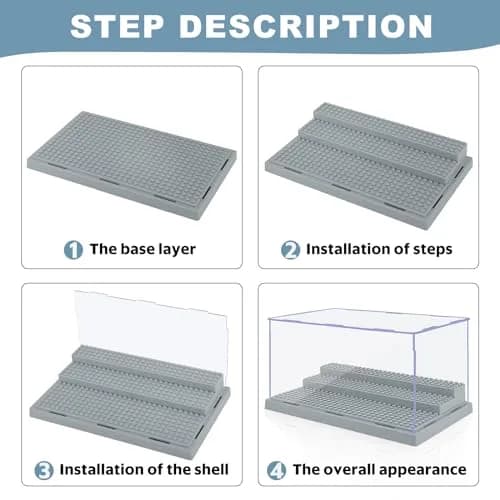 Pokiiulk 2 Pack Display Enclosure for Minifigures 25.4cm (10in) | Acrylic Storage with 3 Movable Steps for Kids & Adults thumbnail 5