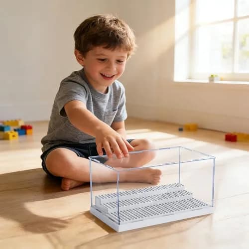 Pokiiulk 2 Pack Display Enclosure for Minifigures 25.4cm (10in) | Acrylic Storage with 3 Movable Steps for Kids & Adults thumbnail 6