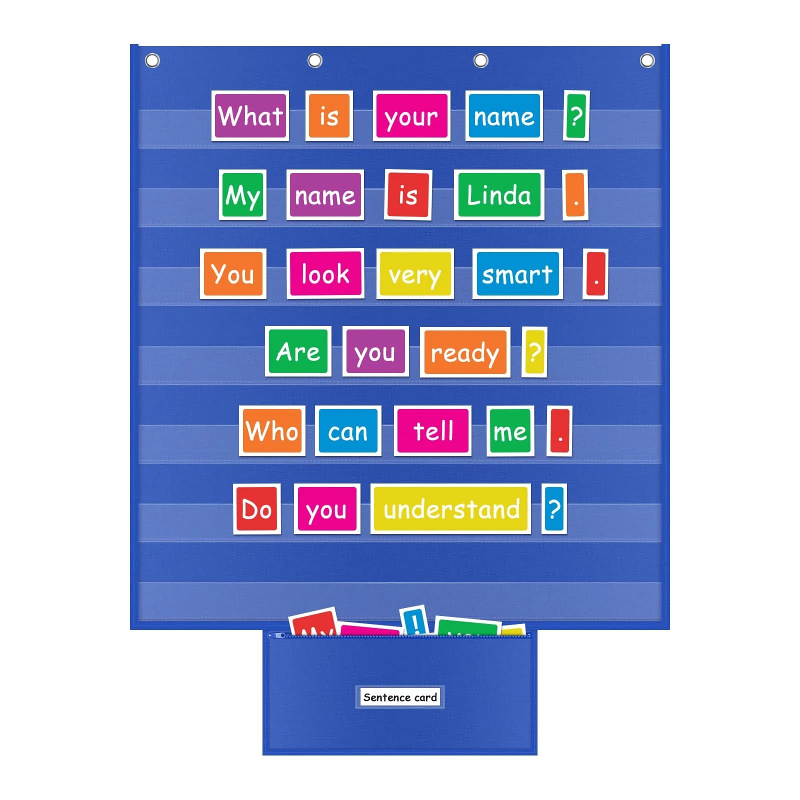 ALSLEA Large Hanging Pocket Chart 107cm x 73cm (42"x 28 ¾") | 11 Pockets for Classroom Organization — Blue