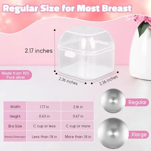 FATI Silver Nursing Cups 2-Pack | 925 Sterling Silver Nipple Shields for Sore Nipple Relief thumbnail 6
