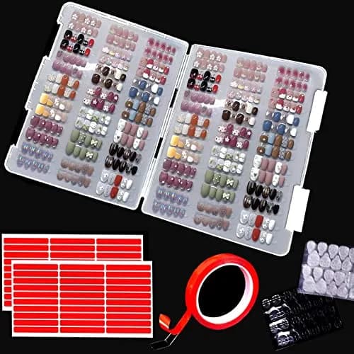 GUXACU Large Transparent Press-On Nail Storage Box (12*9*0.8 inch) | 600 Pieces Capacity, Organizer & Display thumbnail 1
