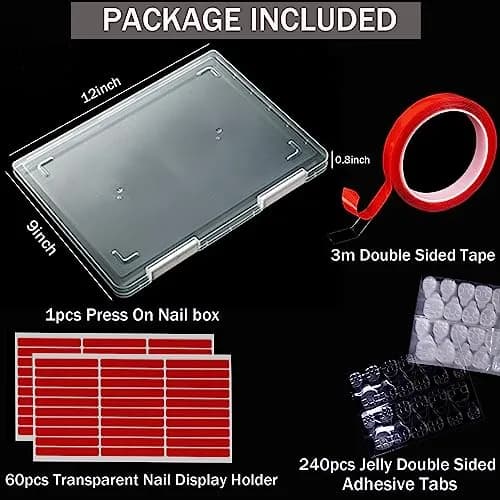 GUXACU Large Transparent Press-On Nail Storage Box (12*9*0.8 inch) | 600 Pieces Capacity, Organizer & Display thumbnail 2