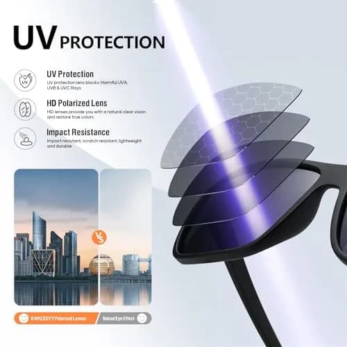 KWHZXGYY Polarized Sunglasses for Men & Women, Retro Square Frame, UV400 Protection thumbnail 5