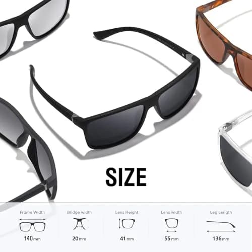 KWHZXGYY Polarized Sunglasses for Men & Women, Retro Square Frame, UV400 Protection thumbnail 3