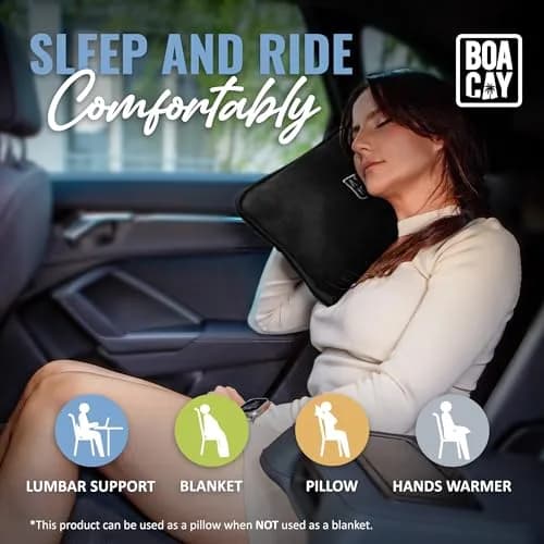 BOACAY Soft & Warm Travel Blanket Pillow 160cm x 100cm | Micro Plush for Airplane & Car thumbnail 6