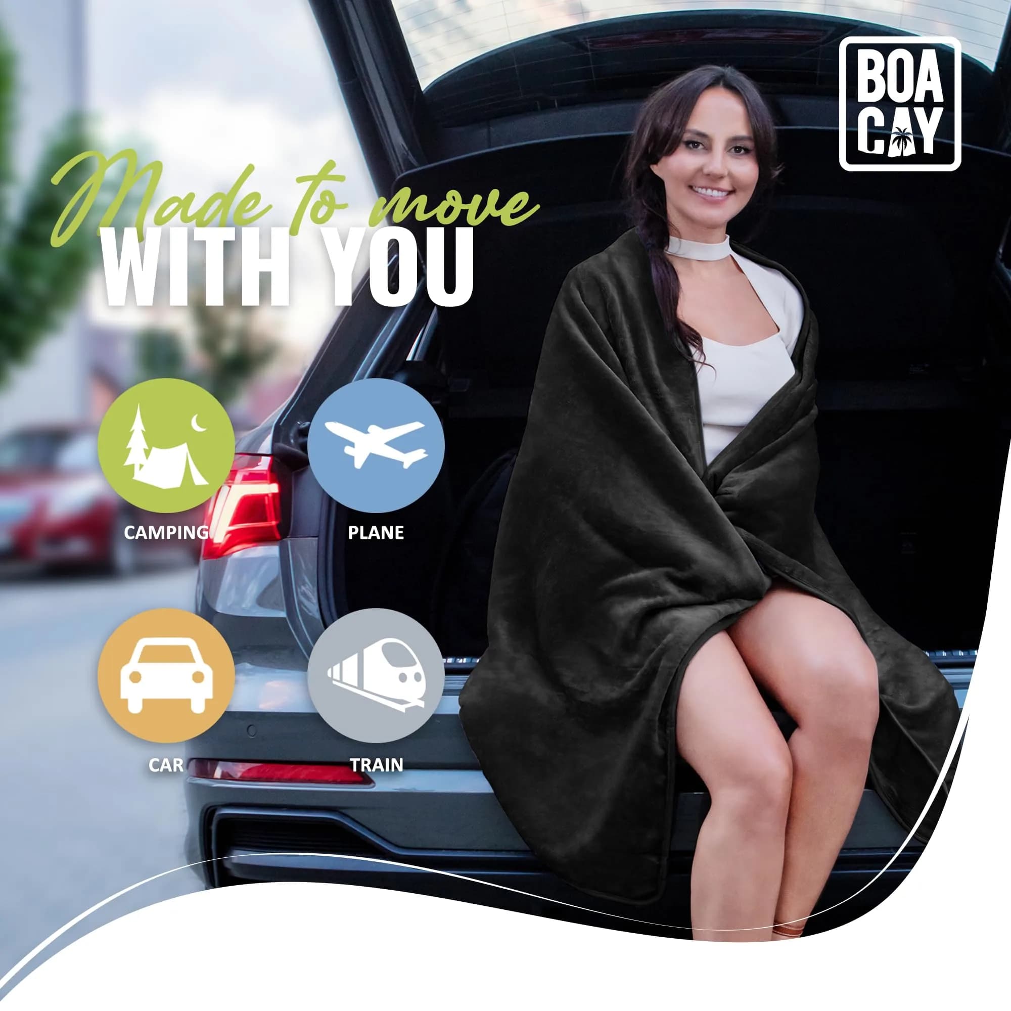 BOACAY Soft & Warm Travel Blanket Pillow 160cm x 100cm | Micro Plush for Airplane & Car - view 8