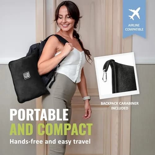 BOACAY Soft & Warm Travel Blanket Pillow 160cm x 100cm | Micro Plush for Airplane & Car thumbnail 3
