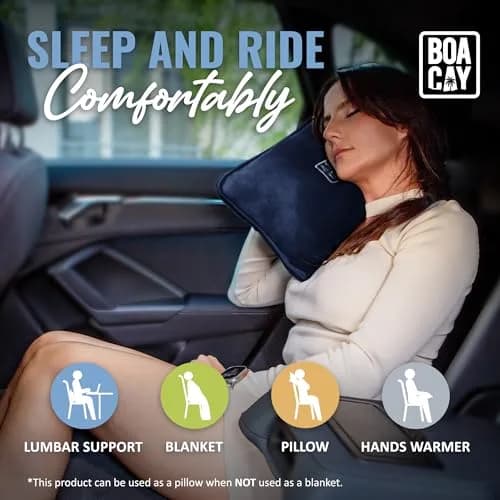 BOACAY Soft & Warm Travel Blanket Pillow 100x160cm (40x63") | Breathable Micro Plush for All Seasons thumbnail 6