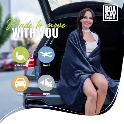 BOACAY Soft & Warm Travel Blanket Pillow 100x160cm (40x63") | Breathable Micro Plush for All Seasons thumbnail 8