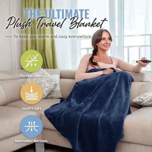 BOACAY Soft & Warm Travel Blanket Pillow 100x160cm (40x63") | Breathable Micro Plush for All Seasons thumbnail 2
