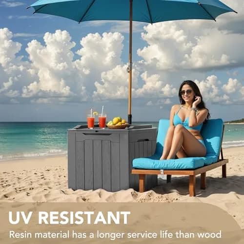 Devoko 30 Gallon Resin Deck Box Waterproof Outdoor Indoor Grey | Garden Storage Bench thumbnail 6