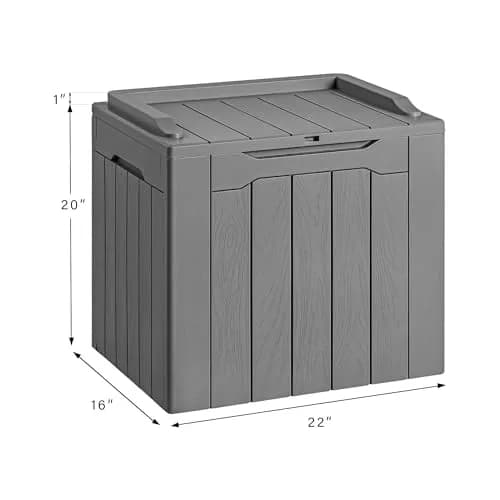 Devoko 30 Gallon Resin Deck Box Waterproof Outdoor Indoor Grey | Garden Storage Bench thumbnail 7
