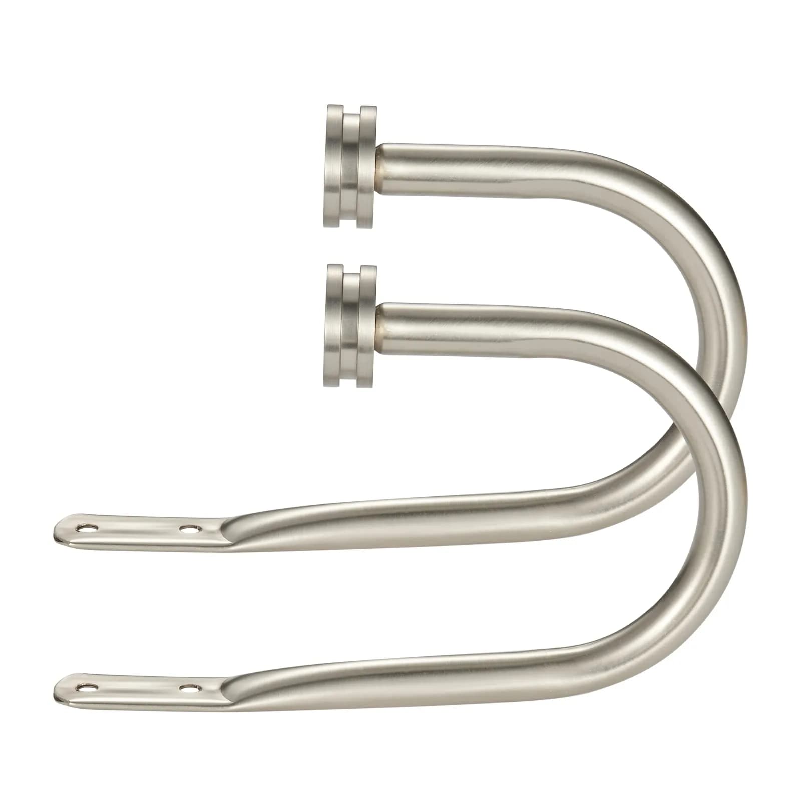 Kemmie Matte Nickel Decorative Curtain Holdbacks Set of 2 | Heavy Duty Metal Wall Mount Drapery Hooks 18.5cm (7.28in) — Matte Nickel