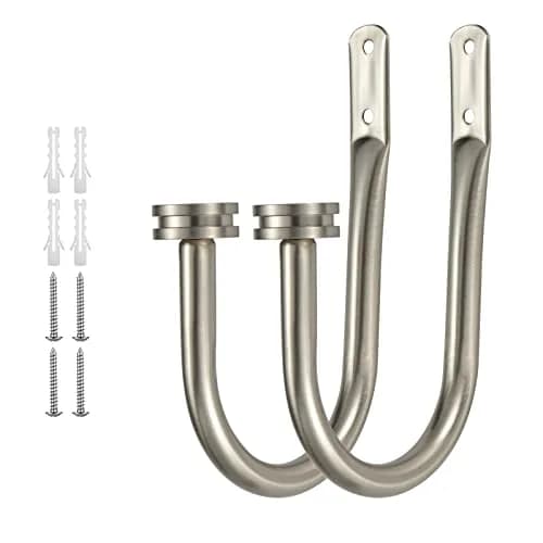Kemmie Matte Nickel Decorative Curtain Holdbacks Set of 2 | Heavy Duty Metal Wall Mount Drapery Hooks 18.5cm (7.28in) thumbnail 2