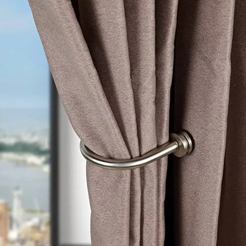 Kemmie Matte Nickel Decorative Curtain Holdbacks Set of 2 | Heavy Duty Metal Wall Mount Drapery Hooks 18.5cm (7.28in) thumbnail 3