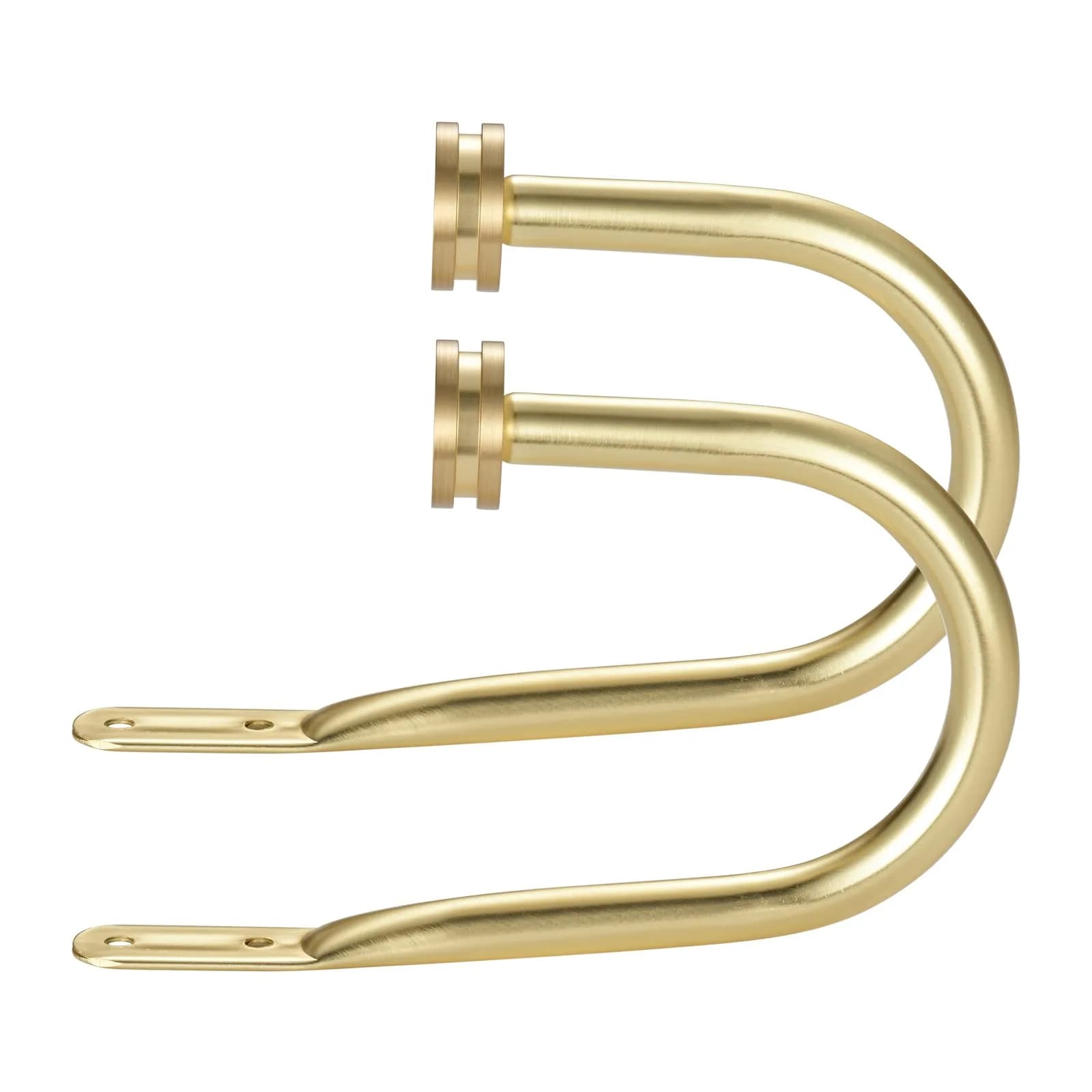Kemmie Brass Decorative Curtain Holdbacks Set of 2 | Heavy Duty Metal Wall Mount Hooks for Drapery — Brass