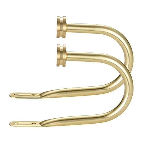 Kemmie Brass Decorative Curtain Holdbacks Set of 2 | Heavy Duty Metal Wall Mount Hooks for Drapery thumbnail 1