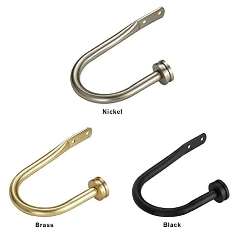 Kemmie Brass Decorative Curtain Holdbacks Set of 2 | Heavy Duty Metal Wall Mount Hooks for Drapery thumbnail 6