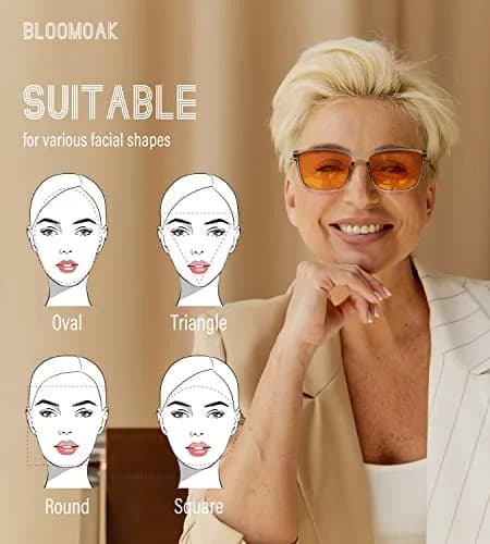 Bloomoak 99% Blue Light Blocking Glasses - Amber Lens - 145mm Arm - Standard Size | Blocks 100% Harmful Blue Light thumbnail 7