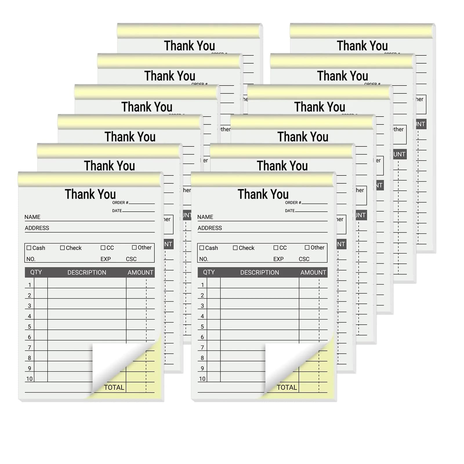 suituts Thank You Receipt Book 12 Pack | 2-Part Carbonless 3.5 x 5.5 Inch | Small Business