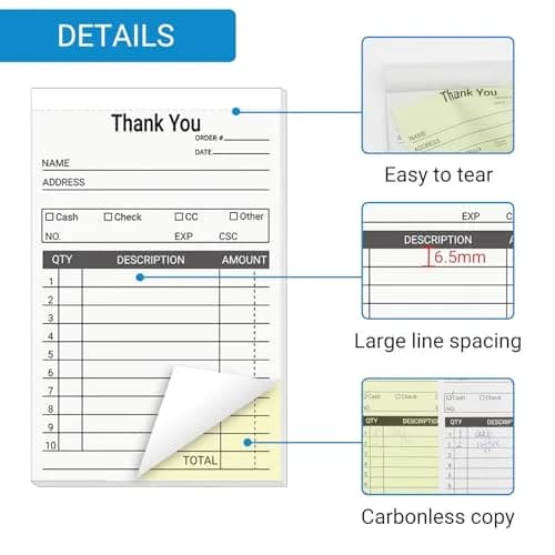 suituts Thank You Receipt Book 12 Pack | 2-Part Carbonless 3.5 x 5.5 Inch | Small Business thumbnail 3