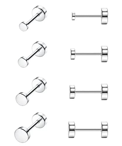 MJust Small Titanium Earrings for Women G23 Titanium Stud Earrings for Sensitive Ears Dot Ball Cubic Zirconia Hypoallergenic 20G Flat Back Earrings thumbnail 1