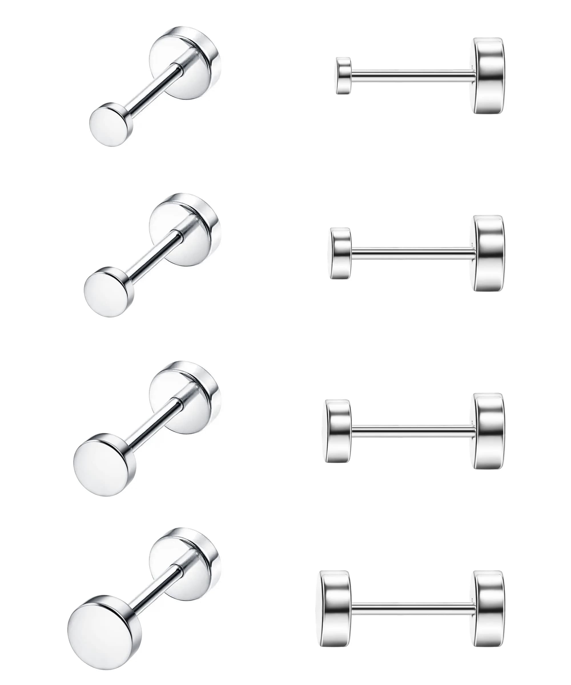 MJust Small Titanium Earrings for Women G23 Titanium Stud Earrings for Sensitive Ears Dot Ball Cubic Zirconia Hypoallergenic 20G Flat Back Earrings