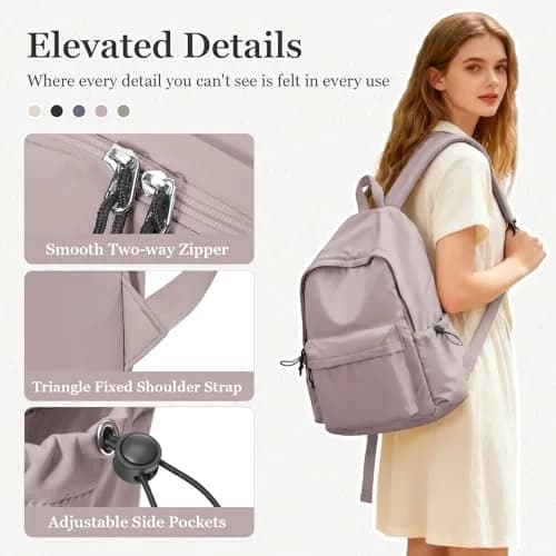 WEPOET Waterproof School Backpack for Men Women, 32cm (12.6in) x 46cm (18.1in) x 14cm (5.5in) | Durable Nylon College Bookbag with Laptop Sleeve thumbnail 5
