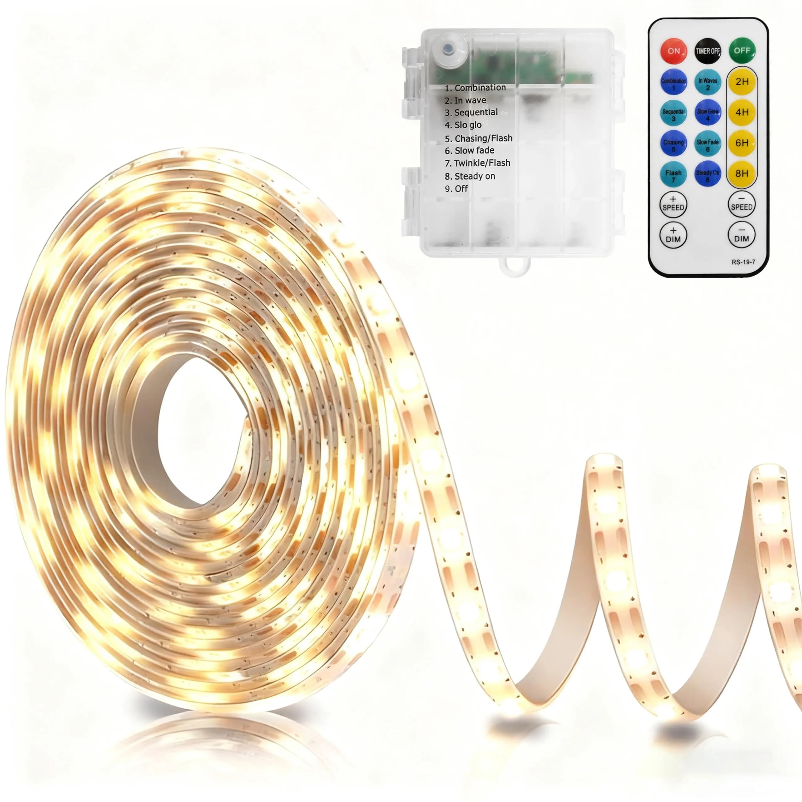 echosari Battery Operated LED Strip Lights Warm White, 16.5Ft with Remote, Timer for Ambient Decor - main product image