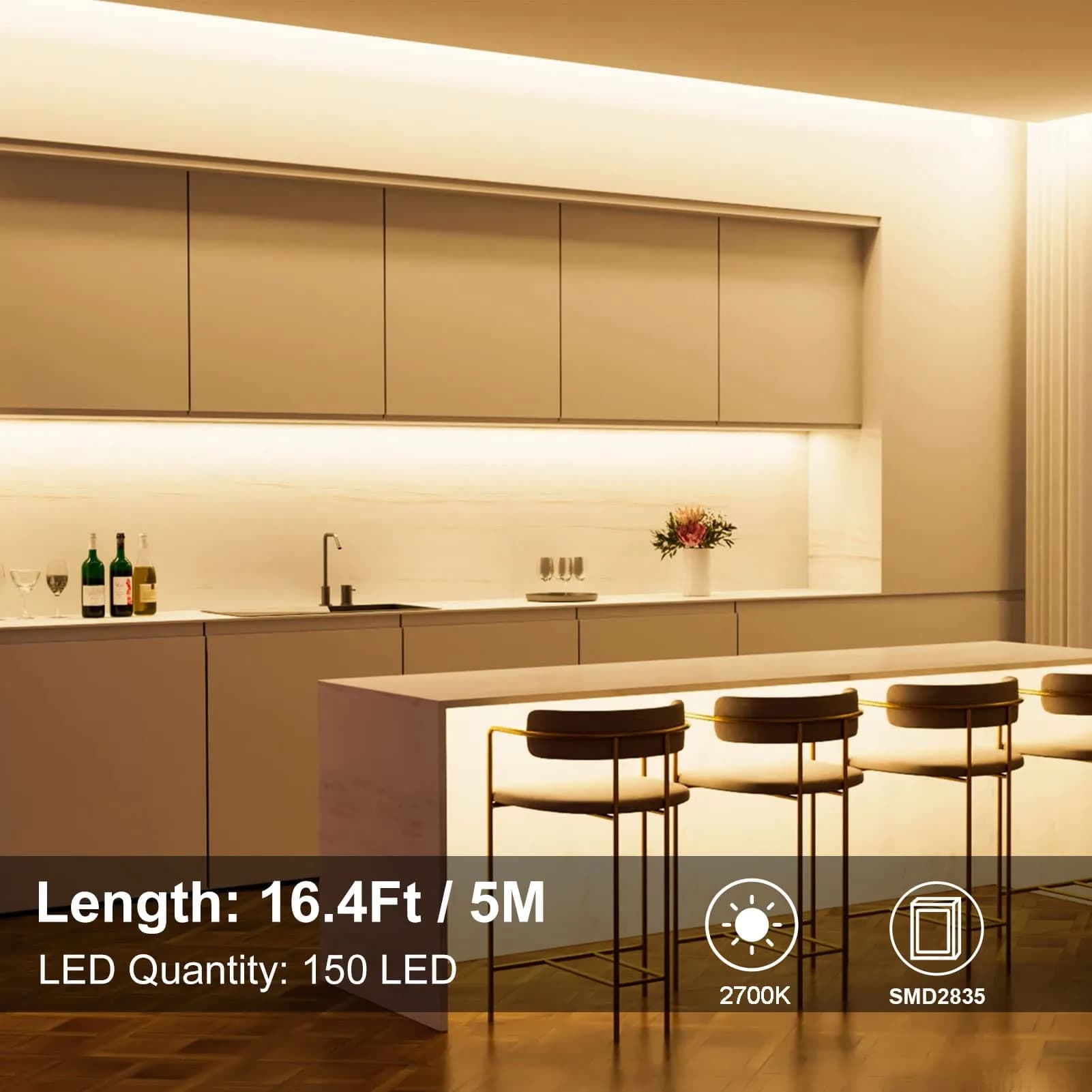 echosari Battery Operated LED Strip Lights Warm White, 16.5Ft with Remote, Timer for Ambient Decor - view 2
