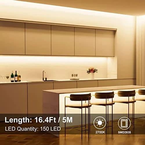 echosari Battery Operated LED Strip Lights Warm White, 16.5Ft with Remote, Timer for Ambient Decor thumbnail 2