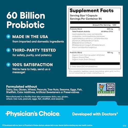 Physician's CHOICE Probiotics 60 Billion CFU - 84 Count | Supports Digestive & Gut Health thumbnail 6