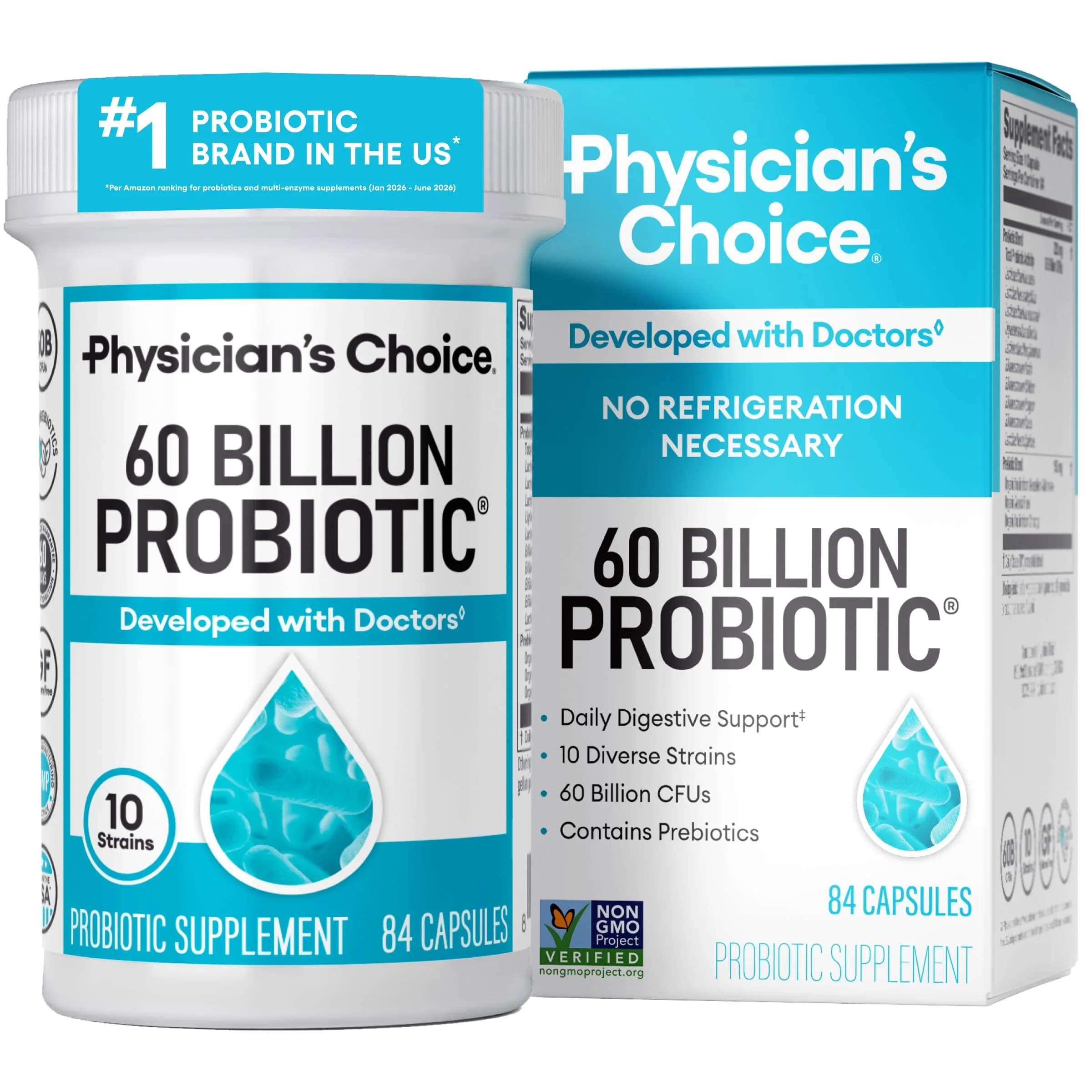 Physician's CHOICE Probiotics 60 Billion CFU - 84 Count | Supports Digestive & Gut Health - main product image