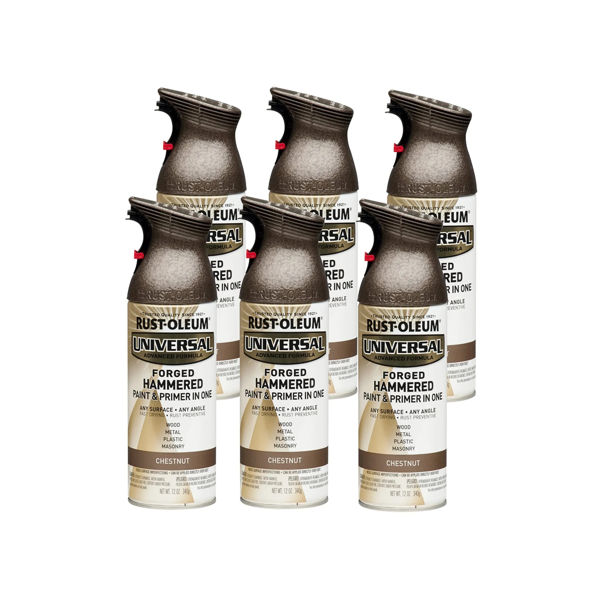 Rust-Oleum Universal All Surface Chestnut Hammered Spray Paint, 12 oz (Pack of 6) - main product image