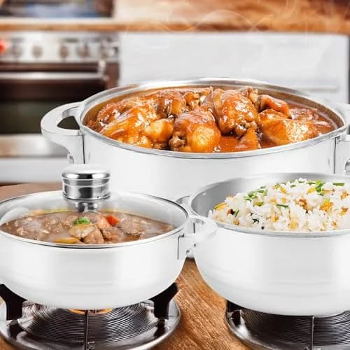 Alpine Cuisine 8-Piece Aluminum Caldero Set with Glass Lids | Versatile Pots for Stews, Rice & Soups in 2, 3.5, 7, 13 Quart Sizes thumbnail 3
