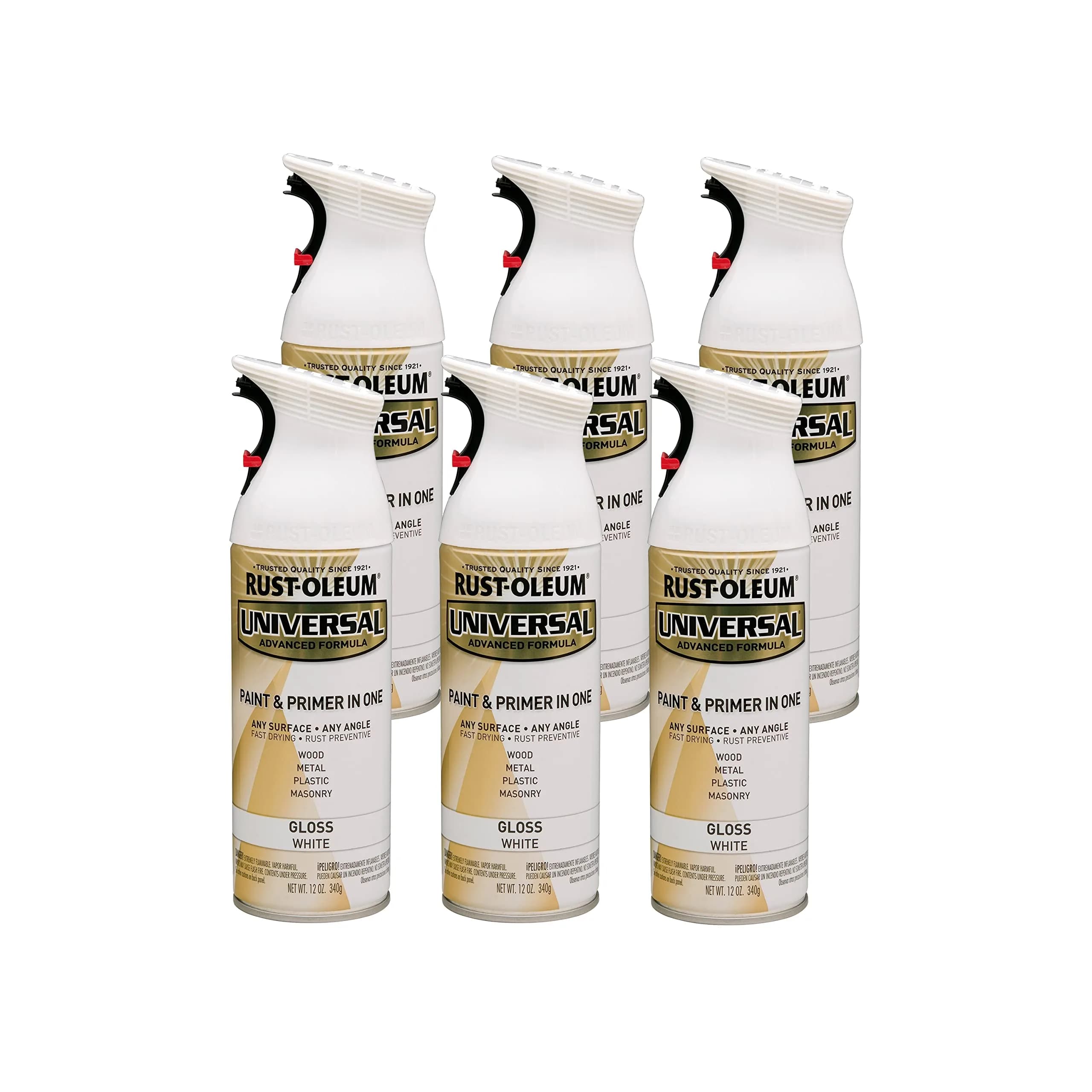 Rust-Oleum Pure White Gloss 12 oz Spray Paint - 6 Pack | All Surface Topcoat - main product image