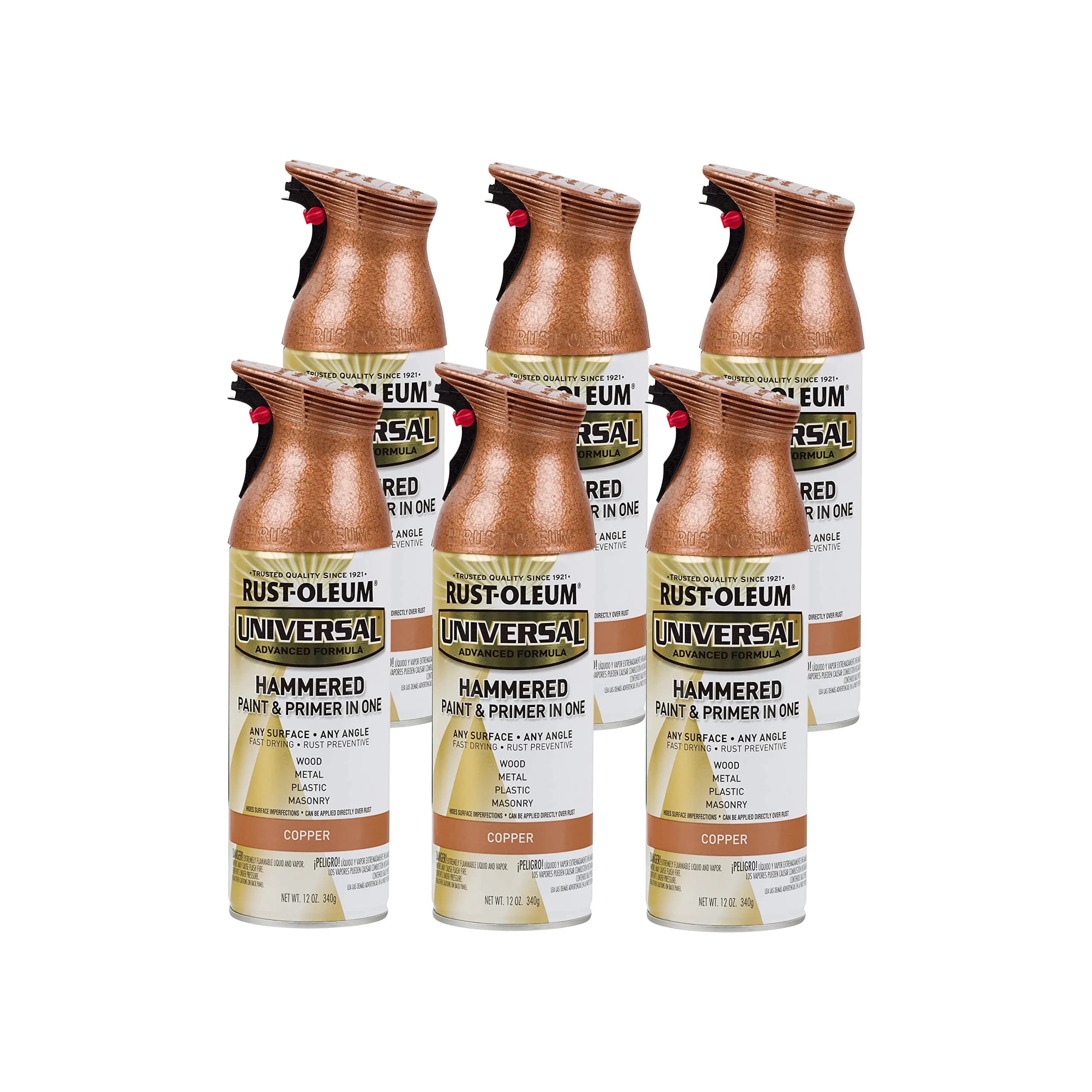Rust-Oleum Universal All Surface Hammered Copper Spray Paint, 12 oz (Pack of 6) - main product image