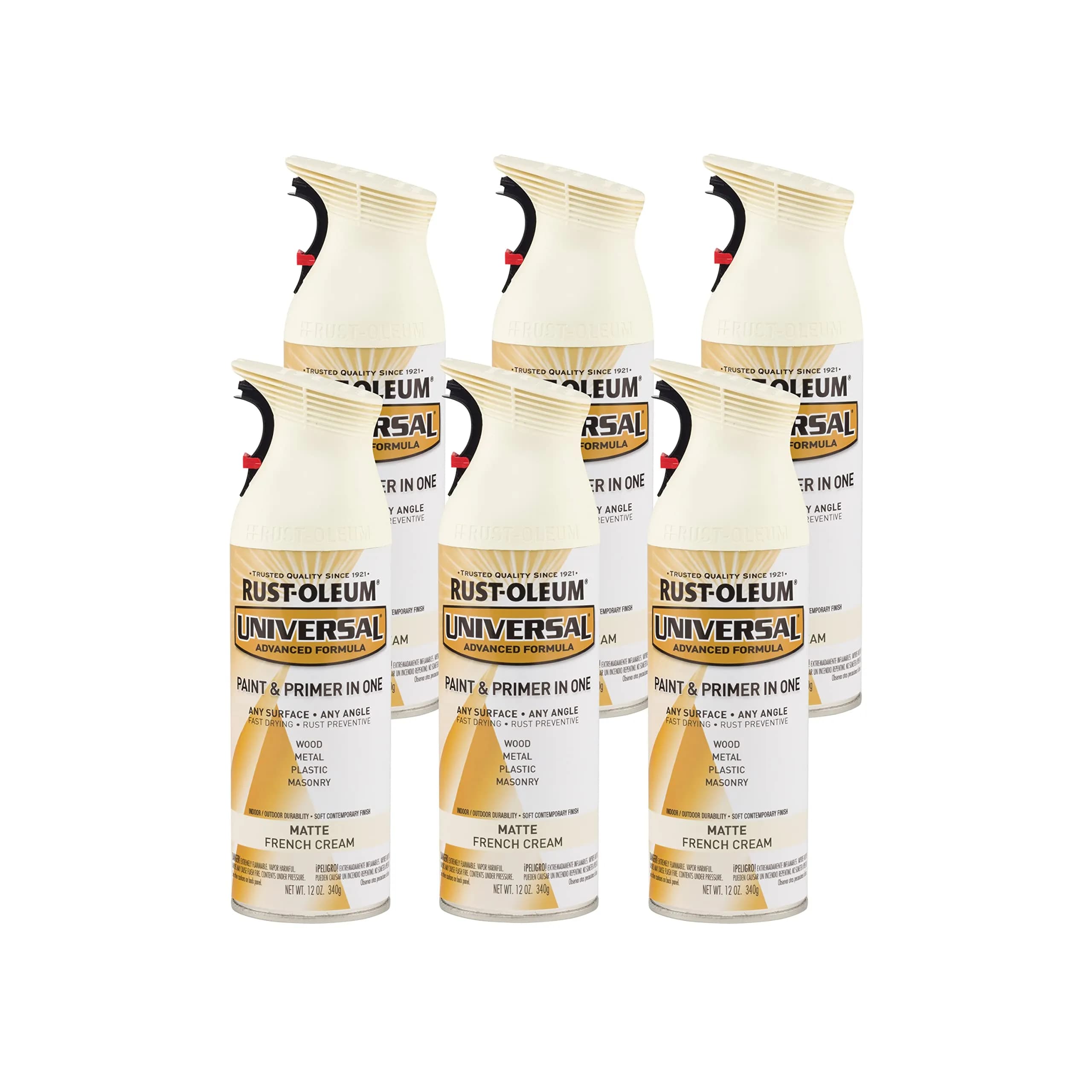 Rust-Oleum Universal Matte French Cream All Surface Spray Paint, 12 Oz (Pack of 6) - main product image