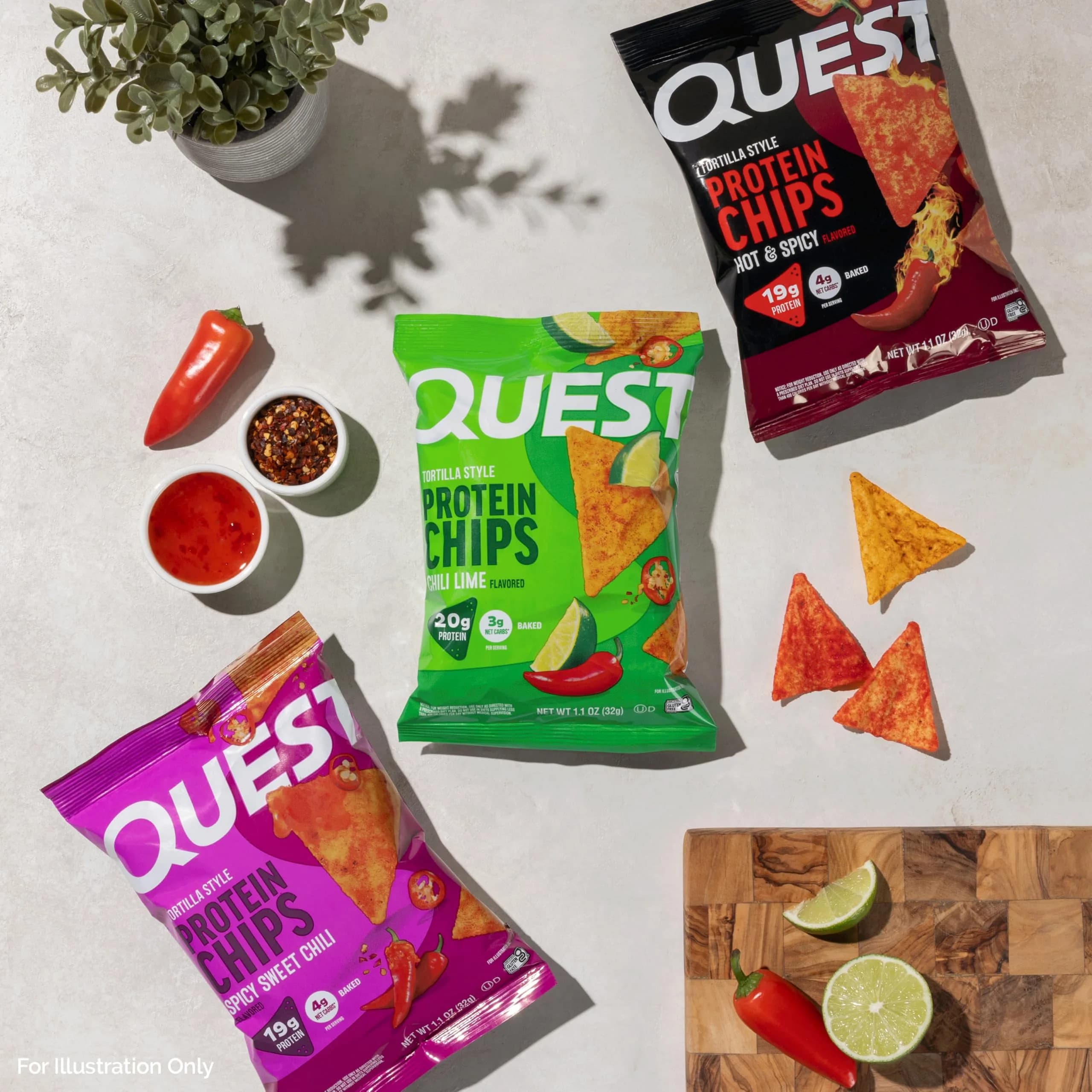 Quest Nutrition Tortilla Style Protein Chips Spicy Variety Pack (12 Count, 3 Flavors) | Baked, Low Carb Snack - view 4