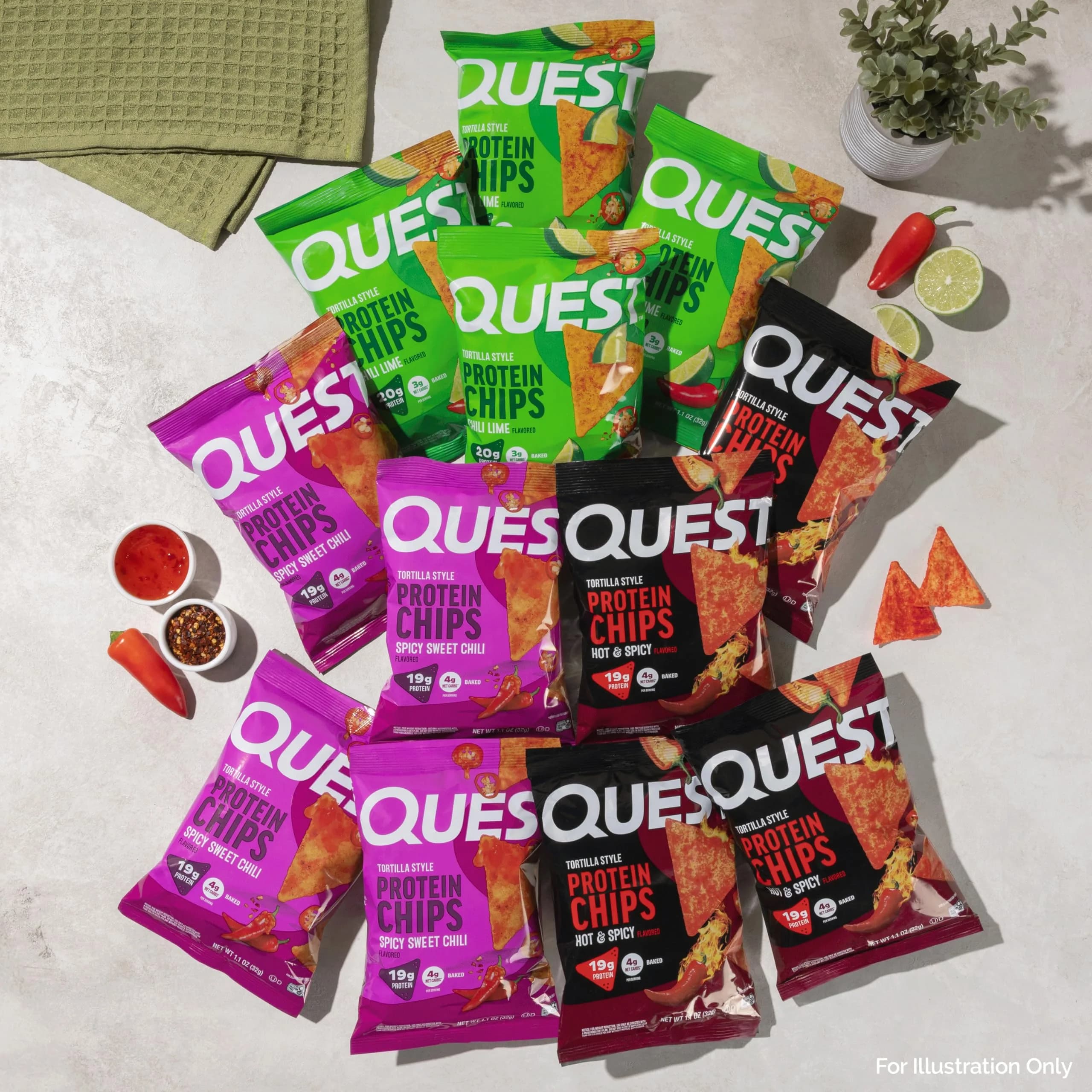 Quest Nutrition Tortilla Style Protein Chips Spicy Variety Pack (12 Count, 3 Flavors) | Baked, Low Carb Snack - view 5