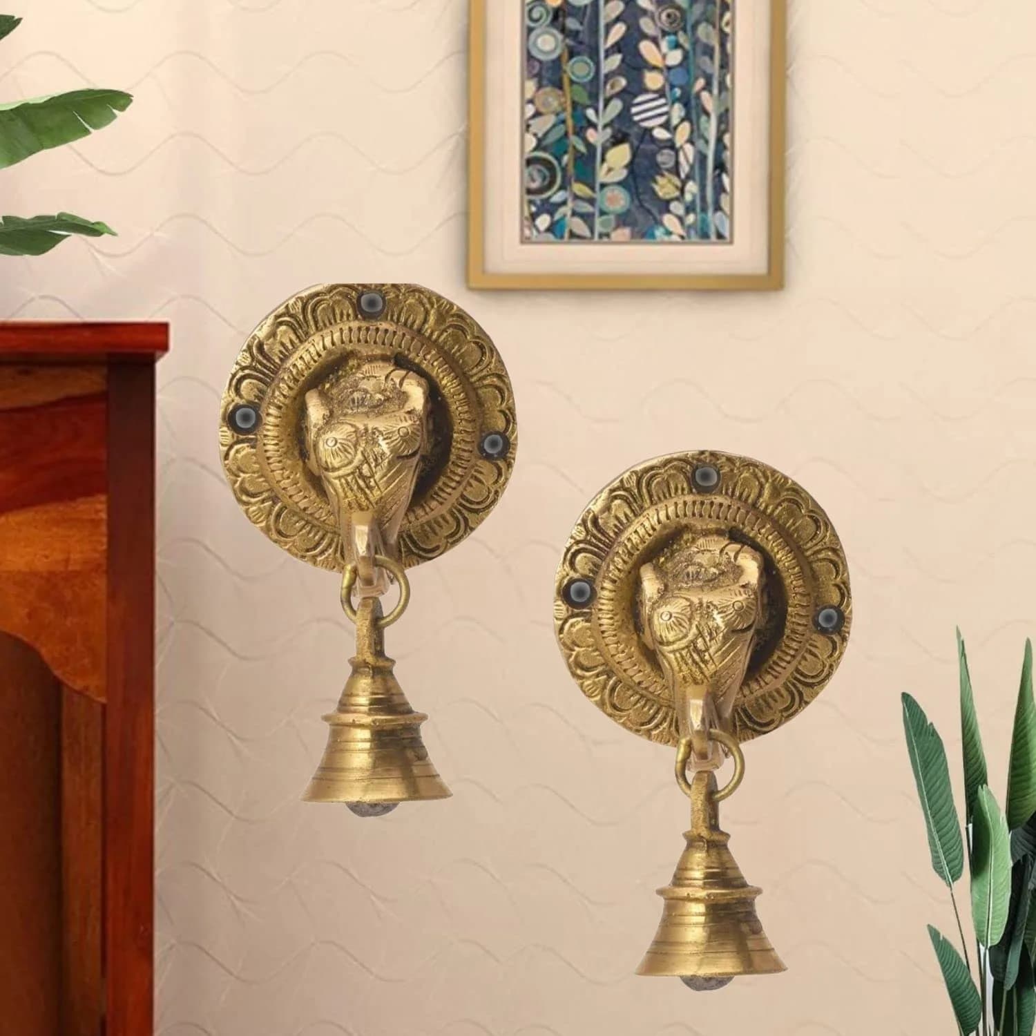 The Advitya Brass Elephant Doorbell - Antique Finish Ganesh Ghanti - Pack of 2 (8.4 cm) - main product image